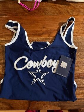 NFL Dallas Cowboys Navy Blue and White Women's Swimsuit